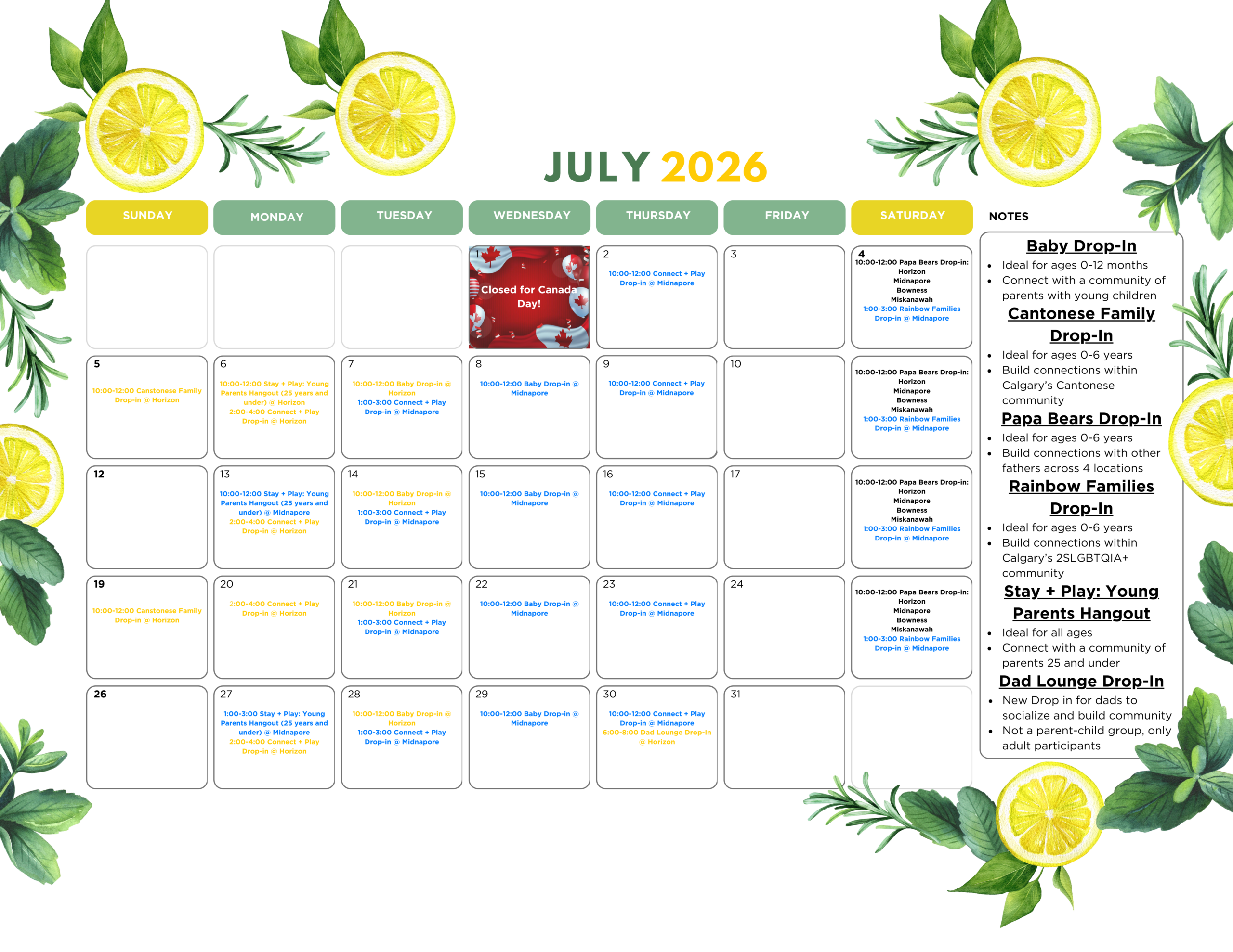 Monthly Calendar Drop-In